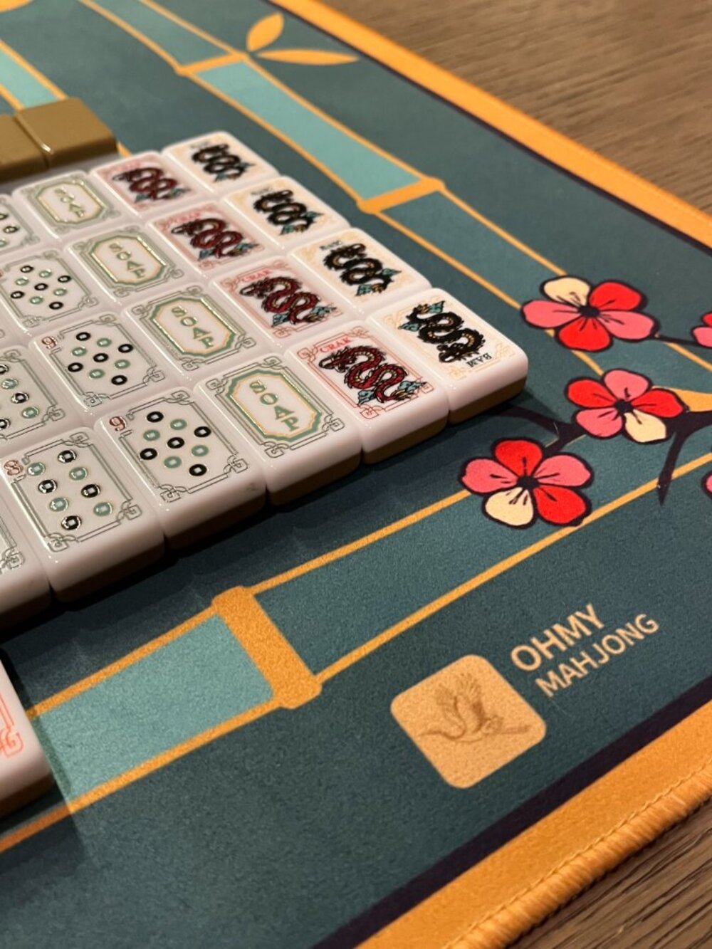 Designer Inspired American Mahjong Set - Tiles, Mat, Dice with Koi Cranes - Picture 10 of 17